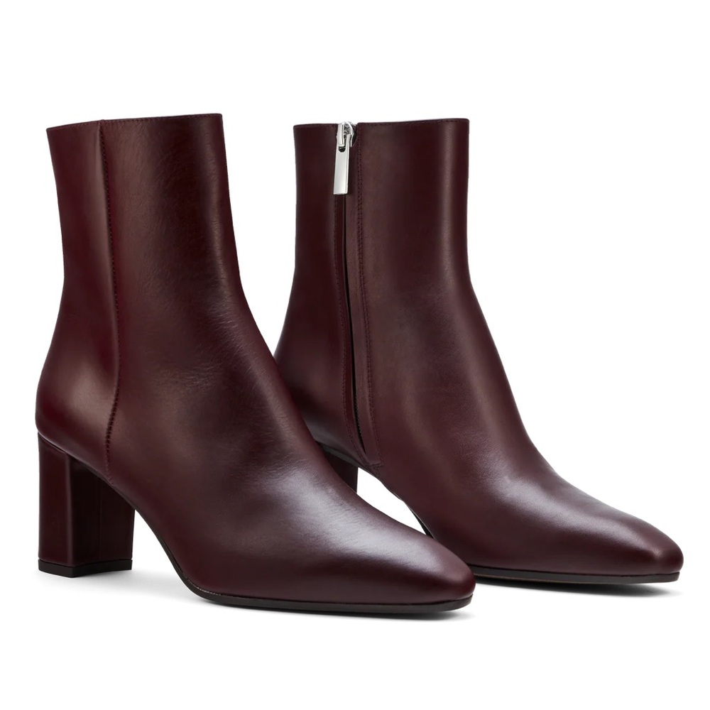 EUC Inez Women's Burgundy Leather Mid-Heel Ankle Booties 8.5 - Picture 11 of 15